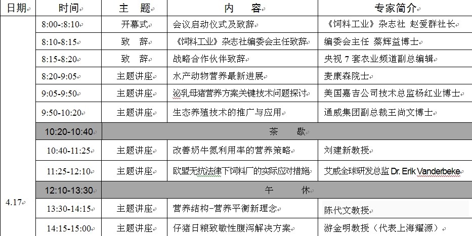 2014年4月17－18日太陽(yáng)鳥·營(yíng)養(yǎng)與創(chuàng)新大會(huì)